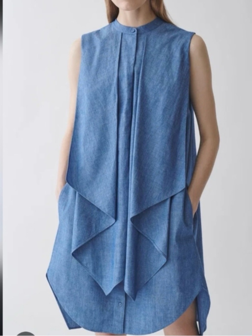 COS Sleeveless Draped Mini Dress in Blue